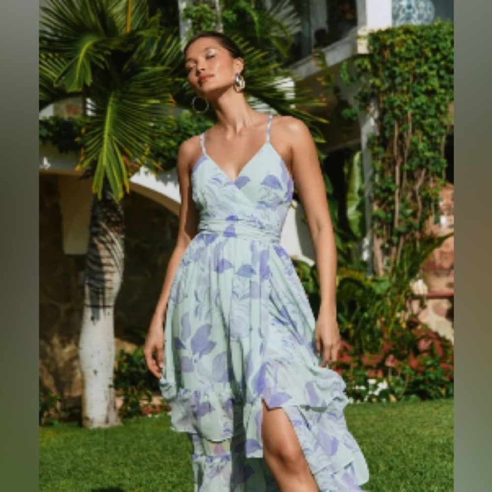HUTCH Imani Maxi Dress Patina Foliage Green/Lavender Size Small - Picture 3 of 15